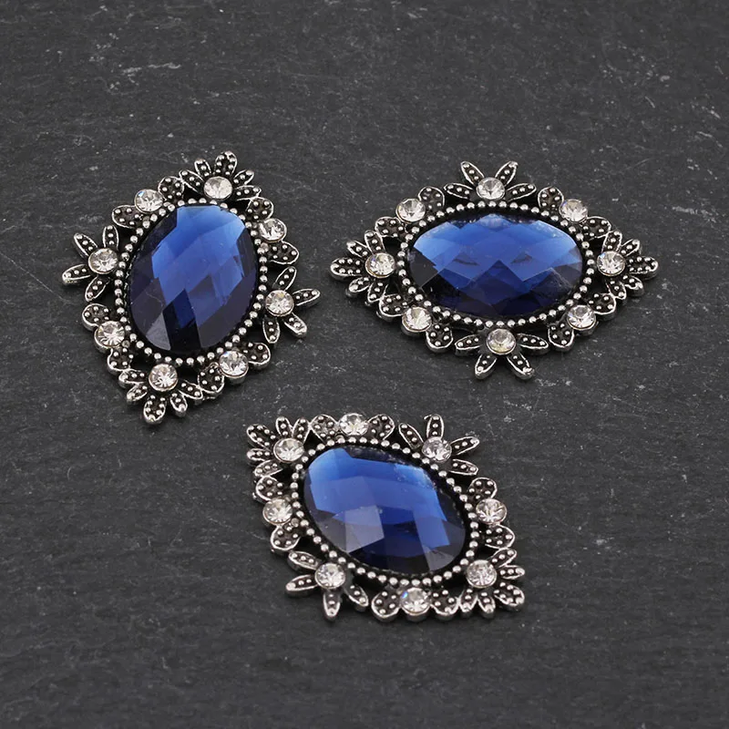 blue glass Rhinestone motif crystal  children female clothing accessories wedding dress Brooch bow Shoes Clip Buckle decoration