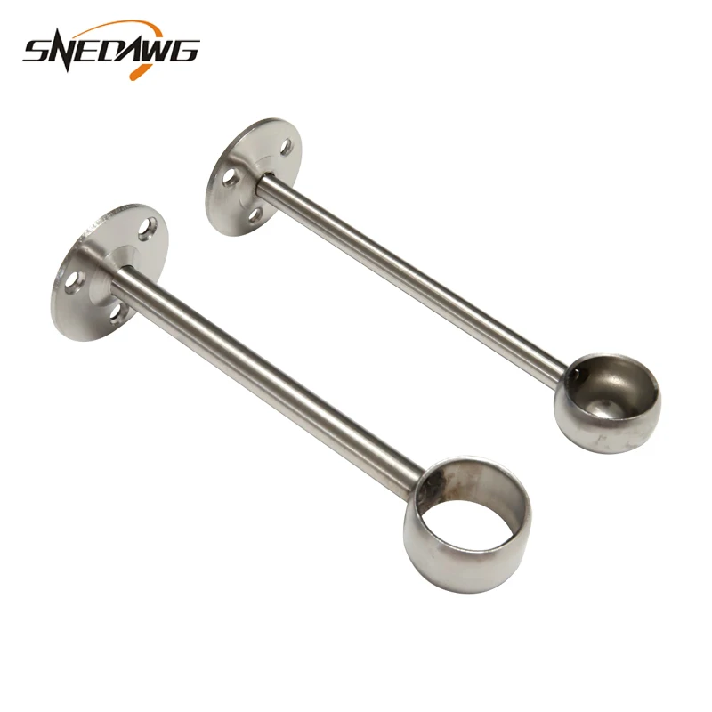 2pcs 304Stainless Steel Flange Bracket 19/22/25mm Pipe Bracket Socket 150mm Lengthen Wall Mount Cloth Rack Pipe Flange Bracket