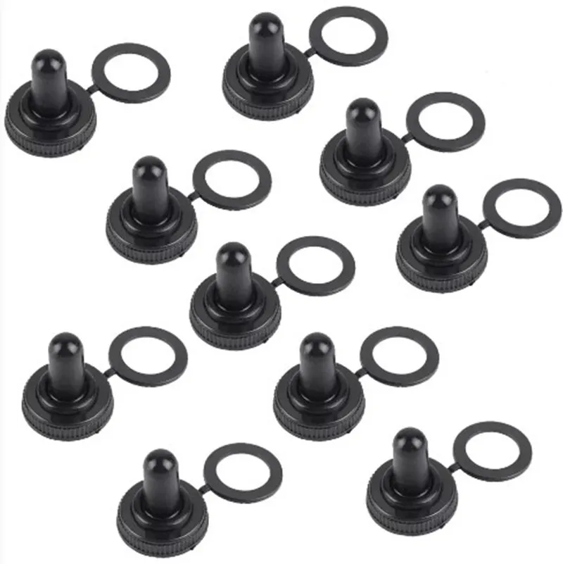 10 Stks/partij Tuimelschakelaar Waterdichte Rubber Weerstand Cover Cap Boot Black Past 12 Mm Schakelaar Knop