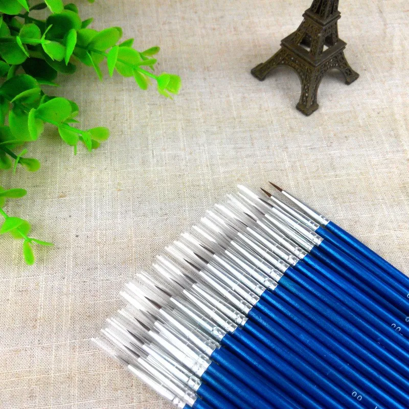10Pcs/Set Fine Thin Hook Line Nylon Pen Paint Brush Drawing Art #0 #00 #000 Watercolor Art Supplies Painting Watercolor Brush