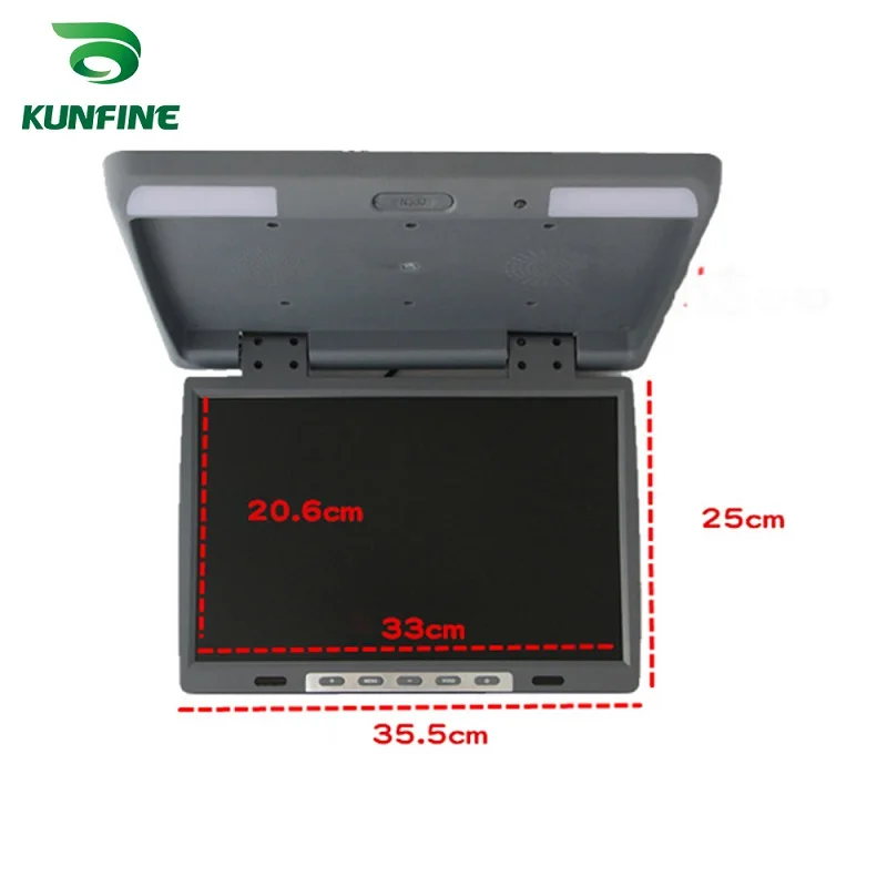 15.4'' MP5 Car Roof Monitor LCD Flip Down Screen Overhead Multimedia Video Ceiling Roof mount Display  IR/FM Transmitter USB