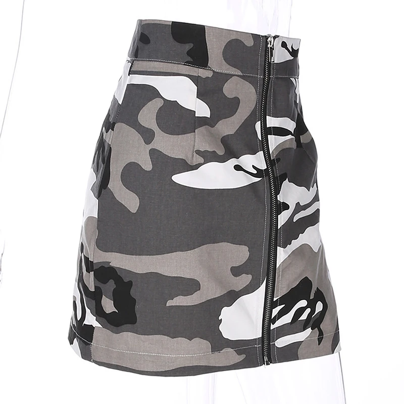 Camo Mini Denim Rokken Womens High Waisted Korte Rok Oranje Grijs Camouflage Sexy Streetwear Harajuku Rok 2018 Zomer Femme