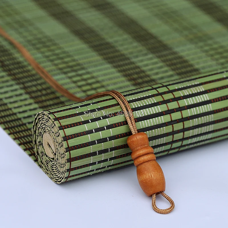 Singapore, USA Green Color Natural Bamboo Roller Blinds Blackout Window Curtains Vintage Porch For Rrawing Room Home Decor
