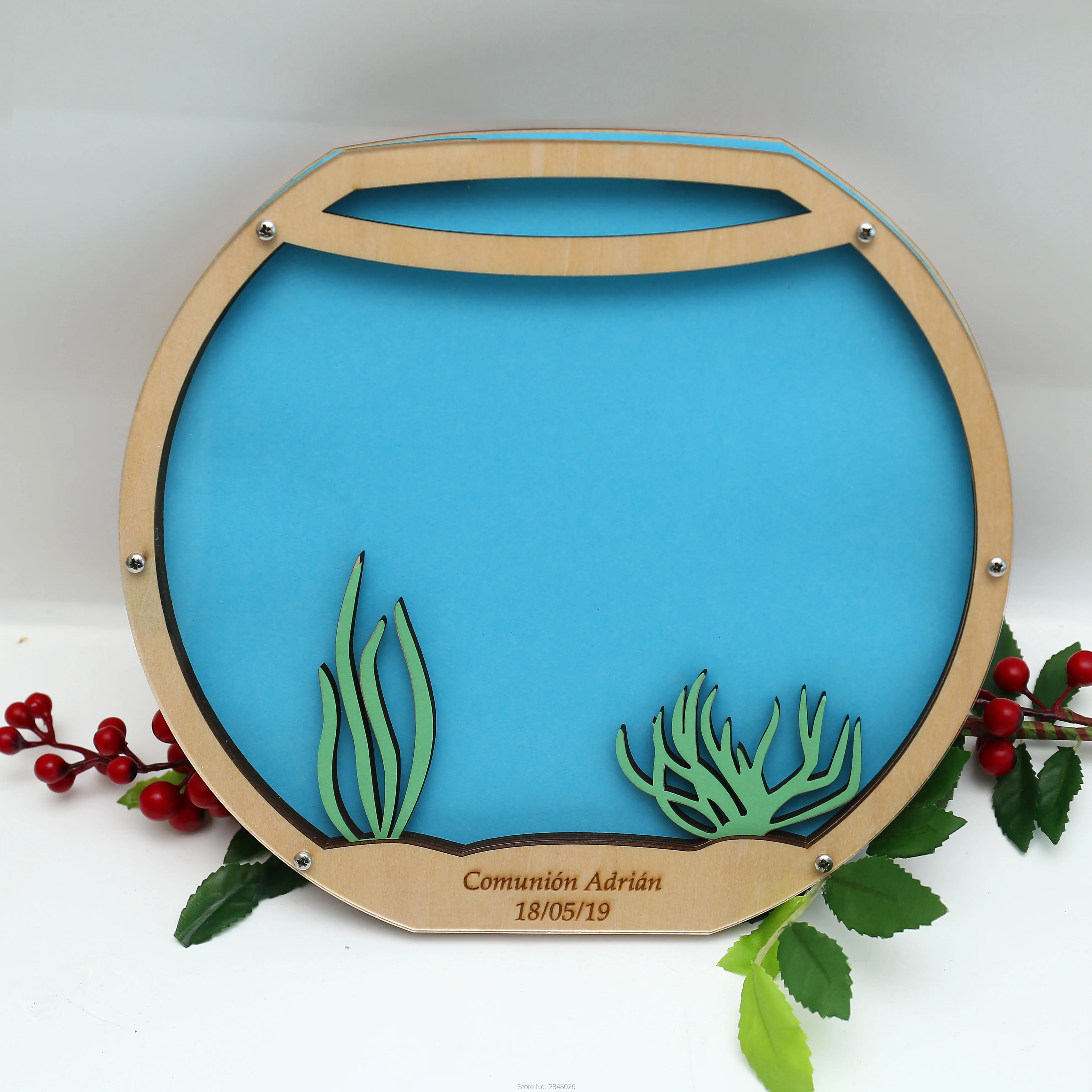 Custom Wooden Wedding Fishtank  Guest Book, Sea themed party Drop Box,fishes Guest Book Alternative, wedding Guest Book.