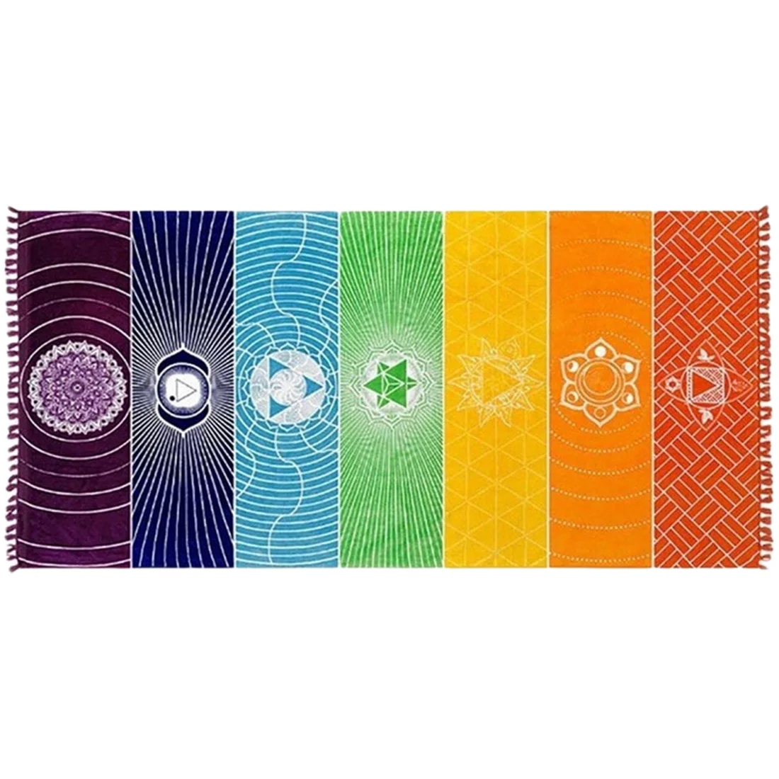 Top Polyester Bohemia Wall Hanging India Mandala Blanket 7 Chakra Colored Tapestry Rainbow Stripes Travel Beach Yoga Mat15