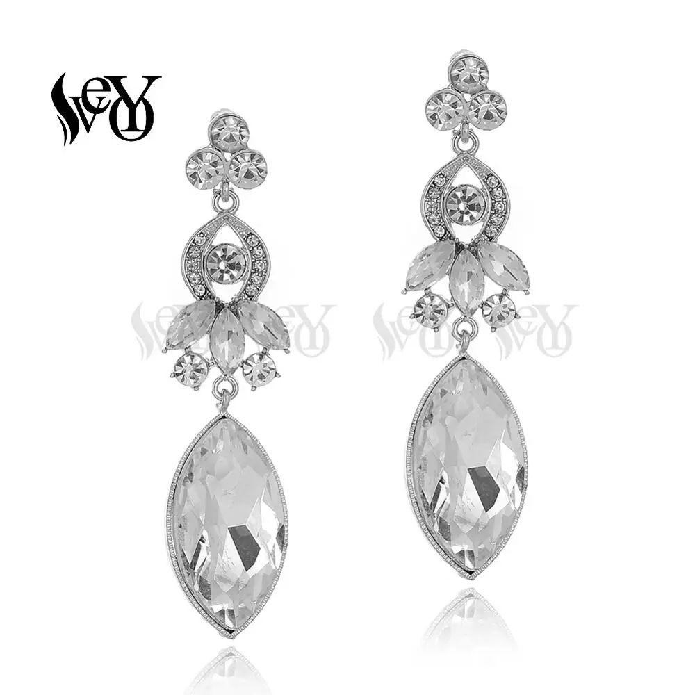 VEYO Horse eye Luxury Crystal Drop Earrings Fashion Jewelry Elegant Long Earrings for Women