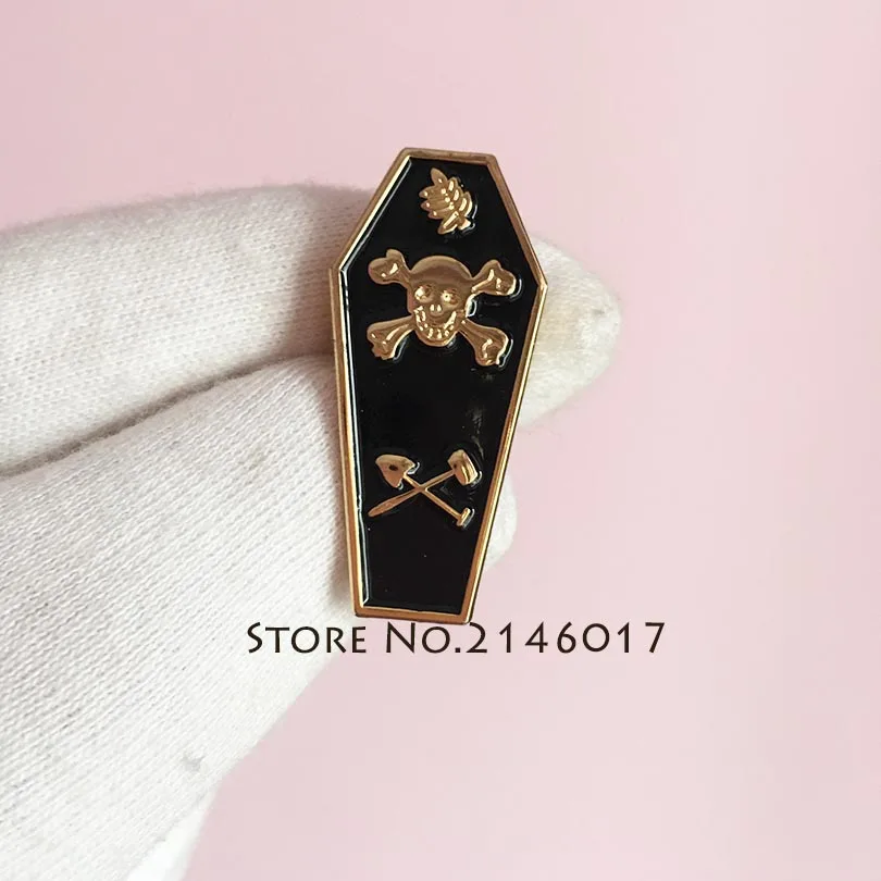 Masonic Coffin Pin and Brooch Master Mason Tracing Board Freemason Skull Akasha Leaf Acacia Sprig Lapel Pins Enamel Metal Badge