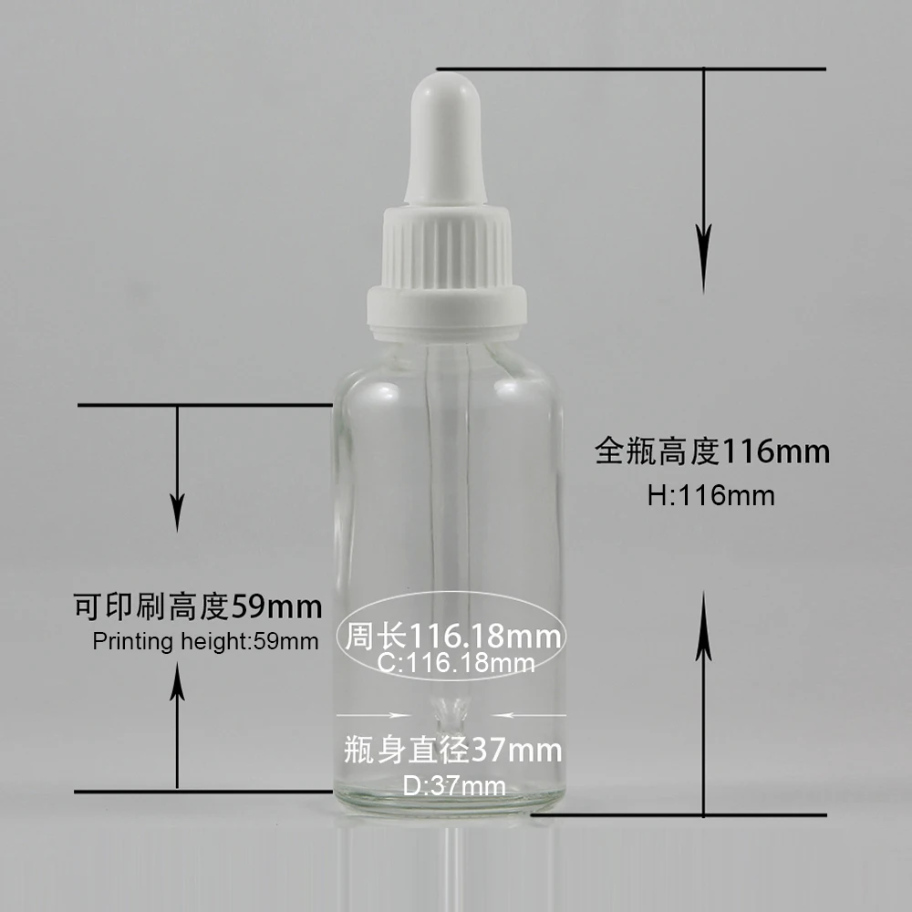 New product boston round glass white plastic dropper bottle essential oil bottle 50ml