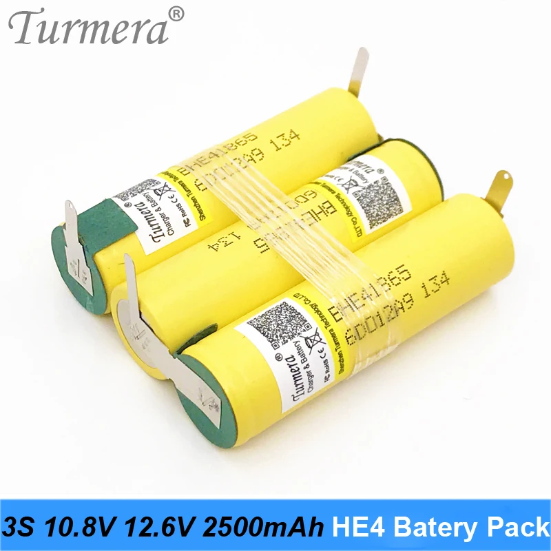 Batteria 3S 12,6 V 4S 16,8 V 18650 HE4 2500 mAh 20 A Corrente di scarica per batteria cacciavite shura (personalizza)