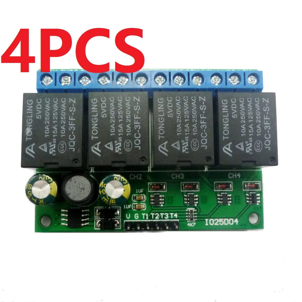 4x DC 6V 9V 12V 24V 4ch Flip-Flop Latch Relay Board Bistable Self-locking  Electronic Switch Module