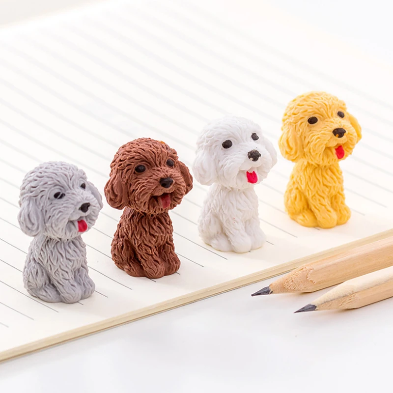 1Pcs Cute Kawaii Dog Pencil Cartoon Teddy Rubber Eraser Kids Novelty School Office Stationery Supply pretty sweet lovely animal 