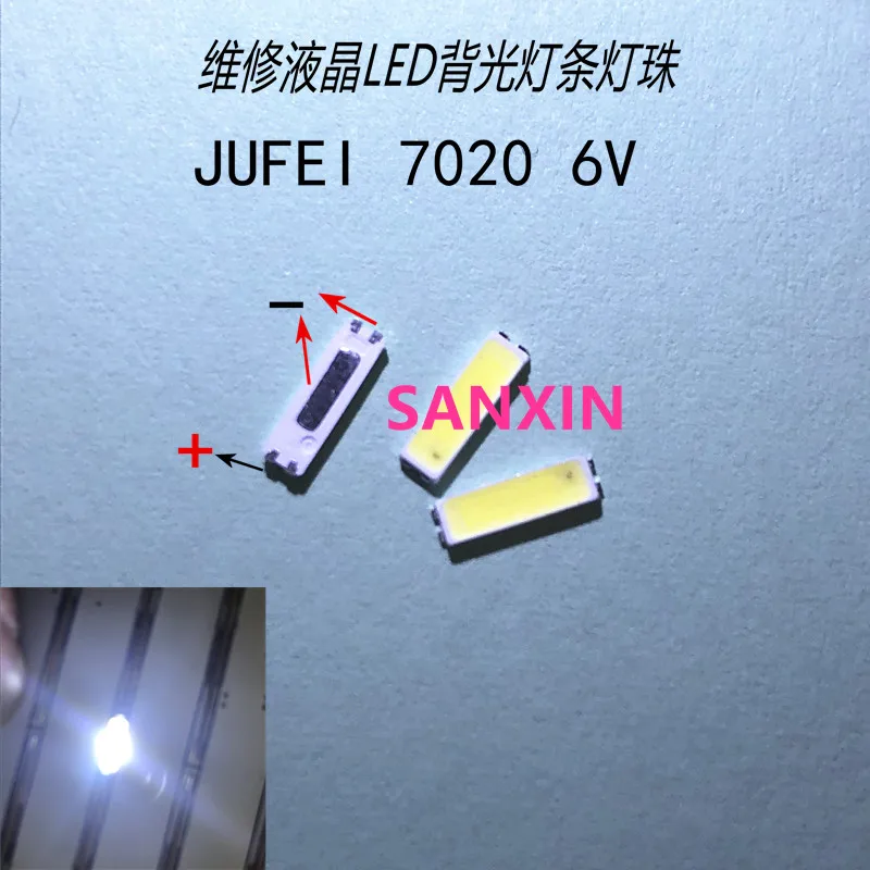 Original JUFEI LED 7020 light-emitting Light Beads High Power1W 6V 90LM Cool white For LED LCD TV Backlight new 50PCS