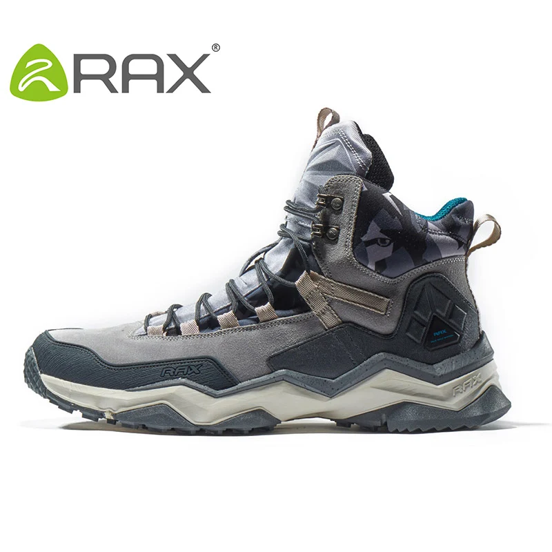 RAX Men Hiking Boots Waterproof Winter Warm Snow Boots Anti-slip Hunting Shoes Men Outdoor Sneakers for Men Trekking Shoes Light