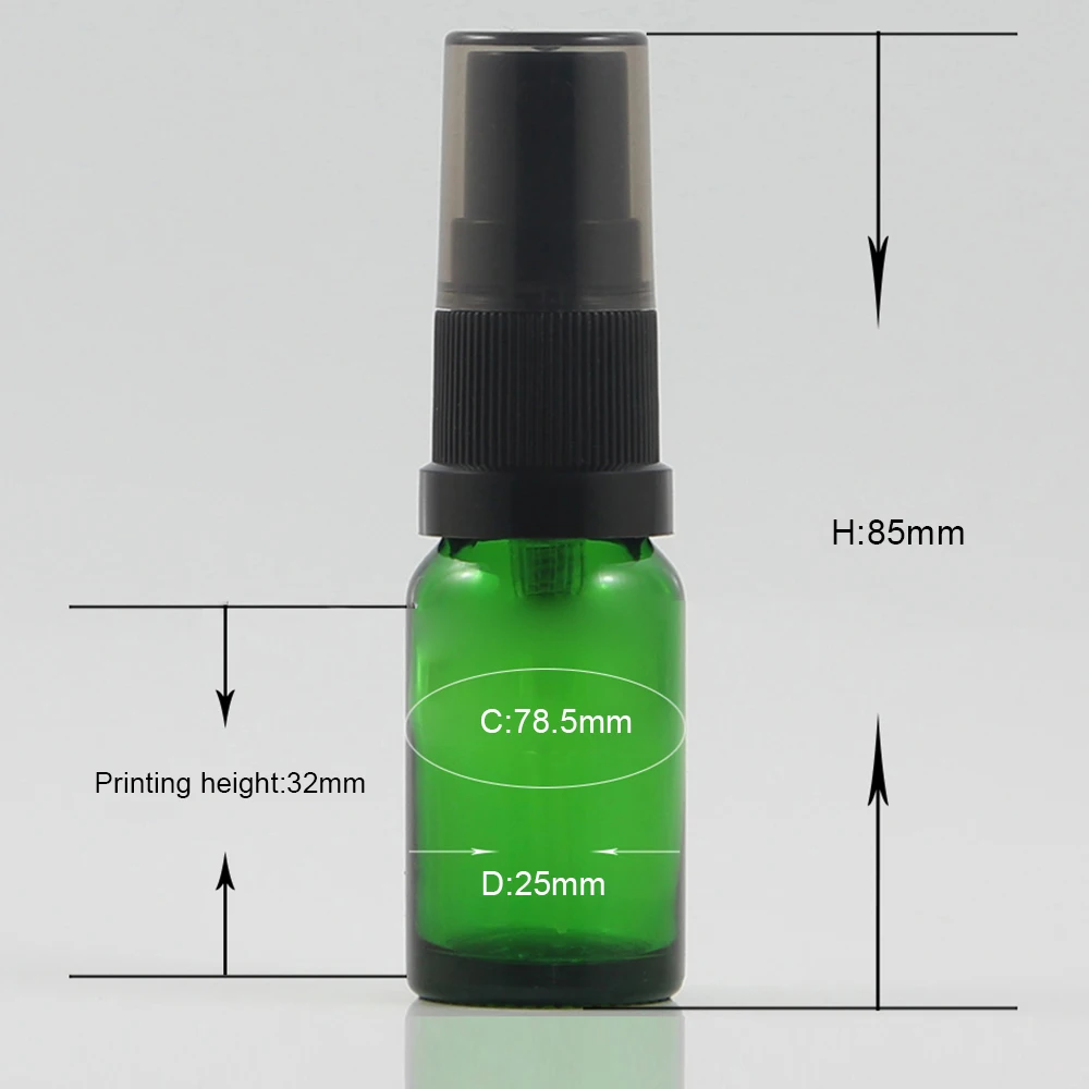 

Sale well small green glass spray bottles glass atomizer perfume 5ml with plastic pump