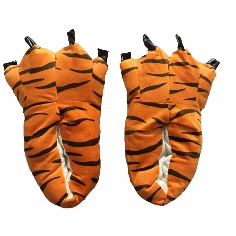 Animal Slippers For Kids Adults Kigurumi Winter Warm Cartoon Pajama Shoes Cartoon Dinosaur Giraffe Cow Tiger Onesie Paw Slippers