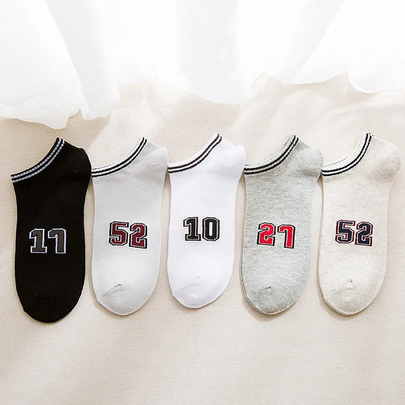 spring summer men cotton Man  Socks Digital Motion letter Male Low Cut Ankle Socks casual slippers 1pair=2pcs WS111