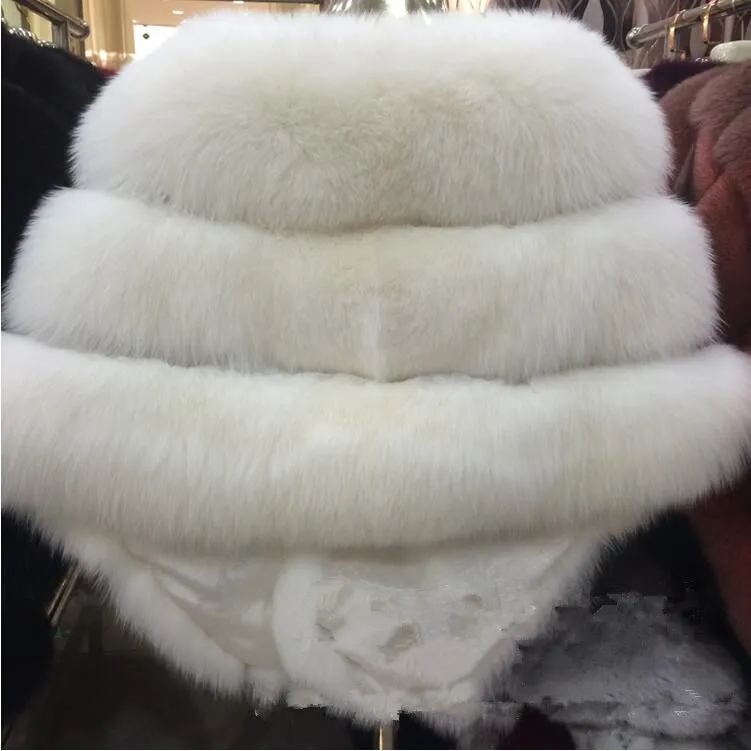 Real silver fox fur poncho and capes shawl women scarf winter scarves female luxury brand white natural fur stole wraps C169