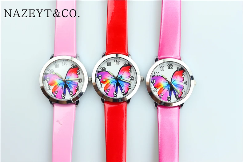 Reloj de cuero de gelatina con esfera de insectos y mariposas de colores para niños y niñas, manecillas luminosas para niños, estudiantes, animales, regalo de Navidad