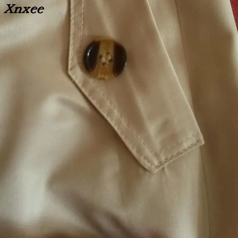 Xnxee-gabardina con doble botonadura para Mujer, abrigo largo ajustado para primavera y otoño, ropa de abrigo femenina