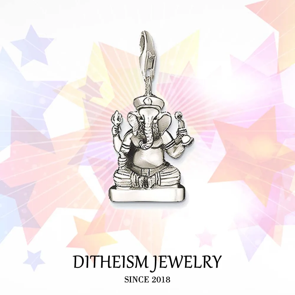 Ganesha Charms Pendant,2018 Jewelry 925 Sterling Silver Hinduism Gift For Women Men Boy Girls Fit Bracelet Necklace Bag