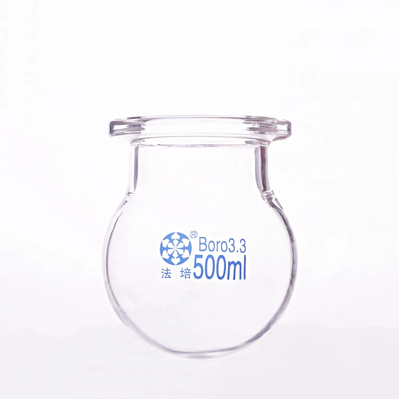 Single-layer spherical round bottom open reactor bottle,Capacity 500ml,100mm flange outer diameter,Reaction flask