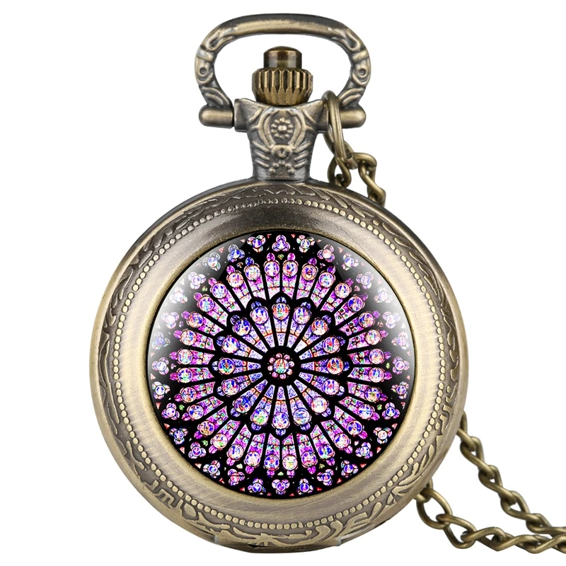 

The Rose Window Stained Glass Notre Dame de Paris Cathedral Pocket Watch Symbol of Paris Cultural Heritage Unique Collectibles