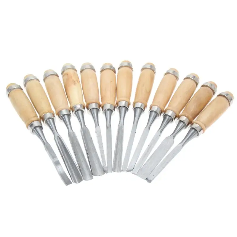 Professional 6/12pcs Manual Wood Carving Hand Chisel Tool Set Carpenters Woodworking Carving Chisel DIY Detailed Hand Tools