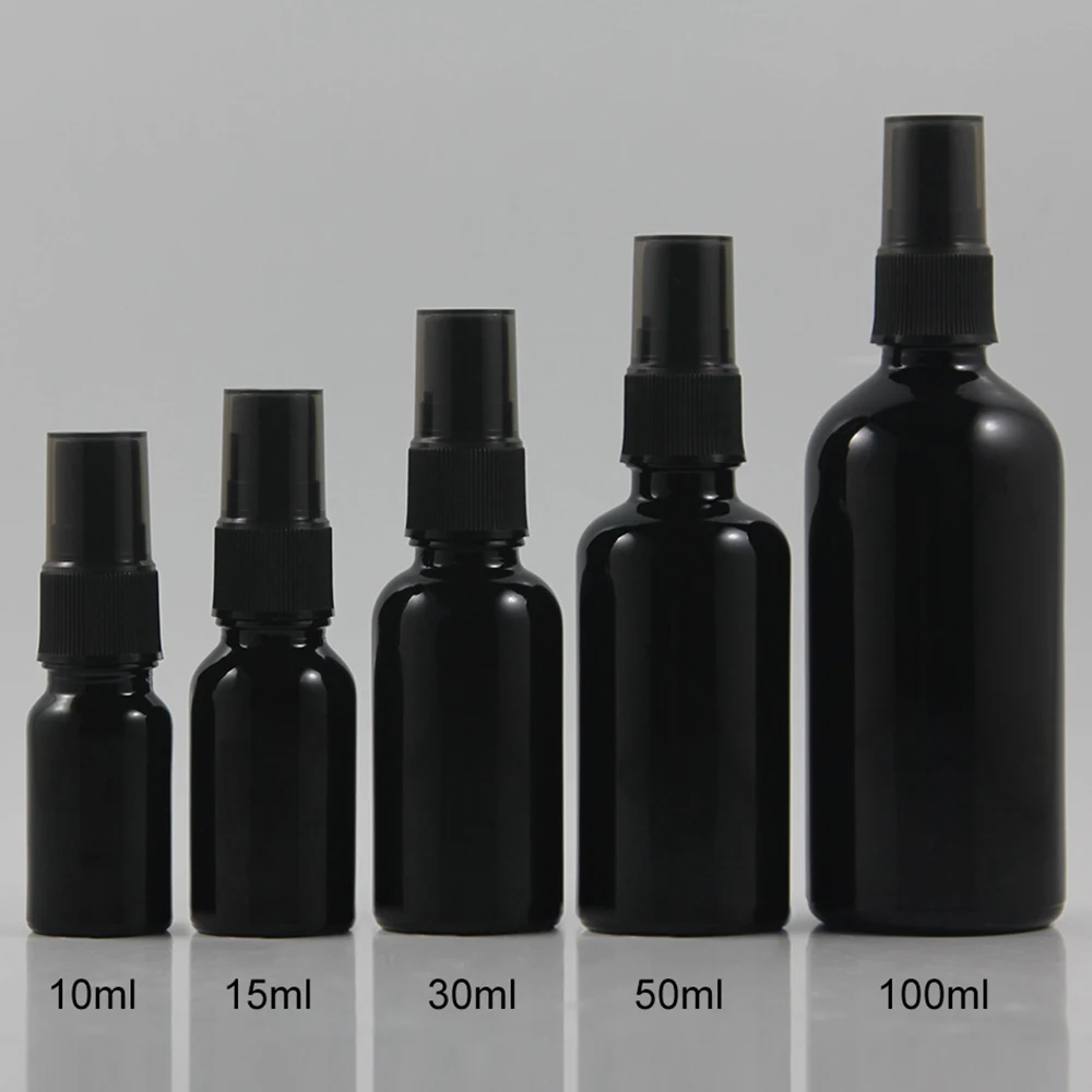 A lot 100ml cosmetic pump glass bottle for perfume with black plastic lid 100cc refillable glass container with sprayer