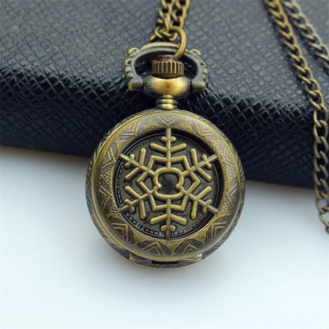 NAZEYT Snowflake Retro Steampunk Hollow Quartz Pocket Watch women Necklace Pendant Chain fob clock Christmas Gift