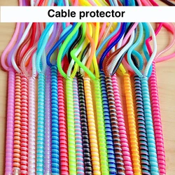 Funda protectora para Cable de datos de 60cm, cuerda de resorte para Iphone, Android, carga USB, funda para auriculares, bobinadora