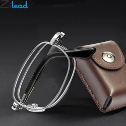 Zilead-gafas de lectura plegables de Metal para hombre, lentes portátiles ultraligeros para presbicia, de negocios, con estuche aleatorio + 0,5 a + 4,0