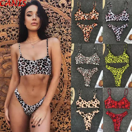 Ifabs sexy leopardo conjunto de biquíni 2019 nova mulher tanga biquini banho push up acolchoado maiô feminino dropshipping