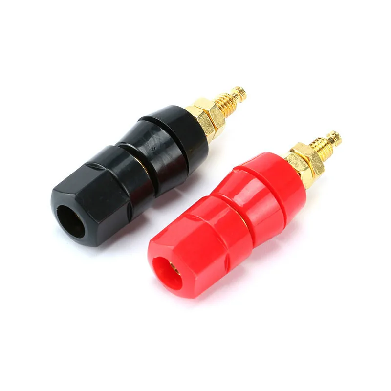 Terminal Blocks 4.7mm Amplifier Terminal Connector Binding Post Banana Plug Jack Mount Gold Red Black Speaker Plug Jack