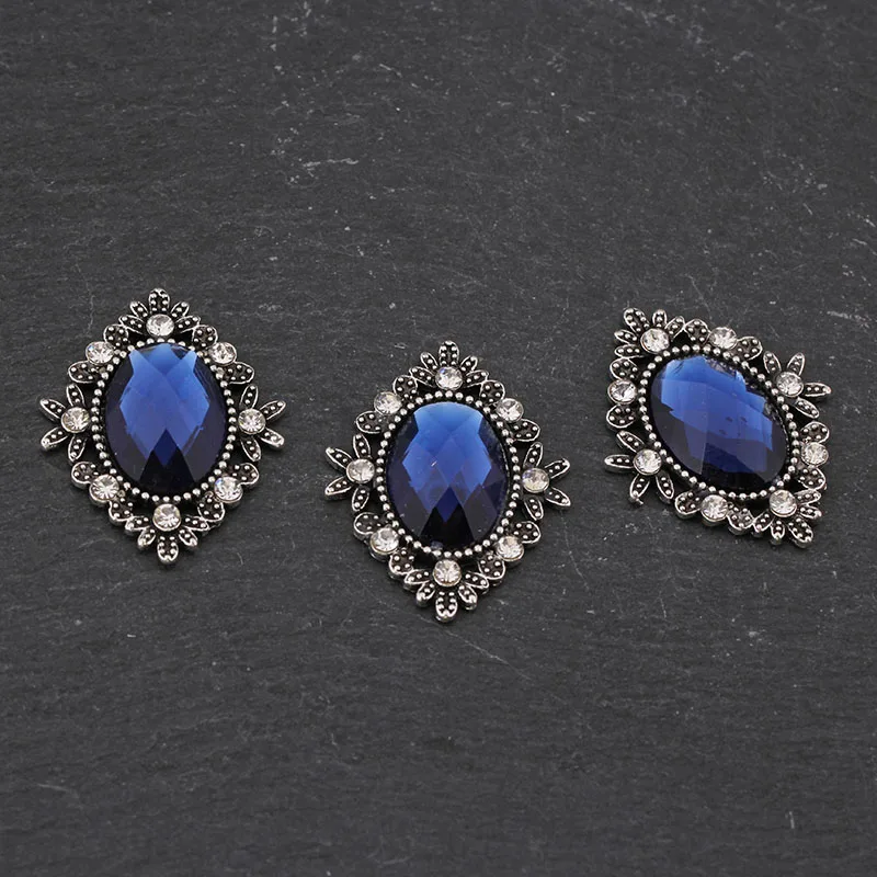 blue glass Rhinestone motif crystal  children female clothing accessories wedding dress Brooch bow Shoes Clip Buckle decoration