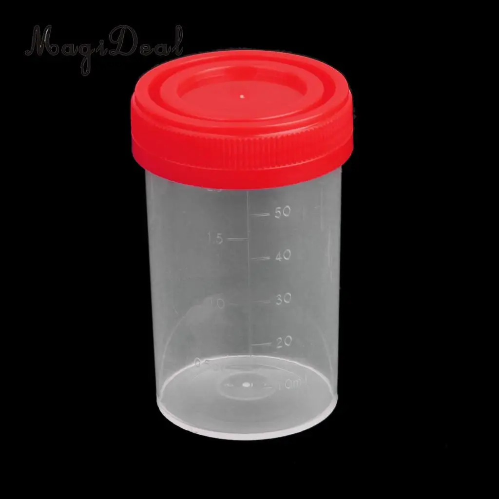 5x 60ml Plastic Graduated Measuring Specimen Cup Sterile Container with Lid Plastic specimen cup for laboratory test