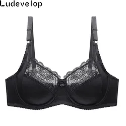 Women's Ultra thin Bra Full Coverage Sexy Soft Underwire Lace Padded Brassiere Minimizer Bh Plus Size B C Cup