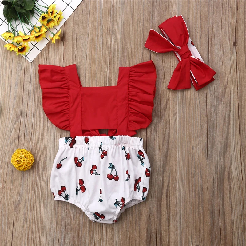 

2Pcs Newborn Kids Baby Girl Ruffles Big Bow Bodysuit Sunsuit Outfit Toddler Girl Floral Summer Rompers Playsuit Jumpsuit Clothes