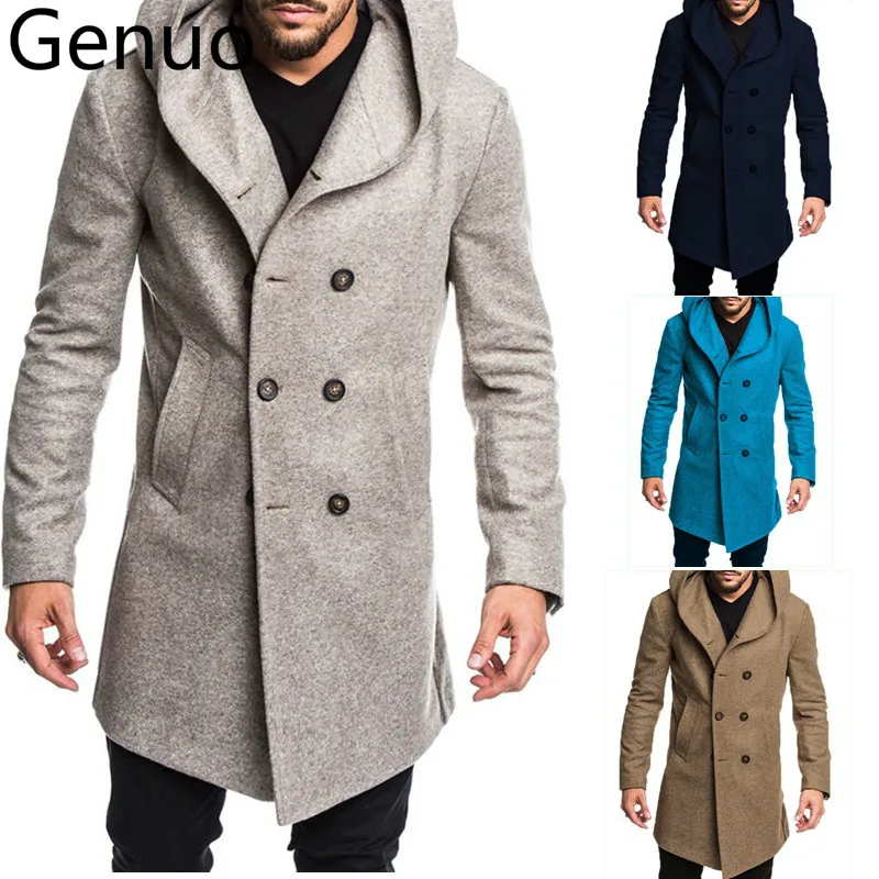 

2019 Autumn Winter Mens Long Trench Coat Fashion Boutique Wool Coats Brand Male Slim Woolen Windbreaker Jacket S-3XL