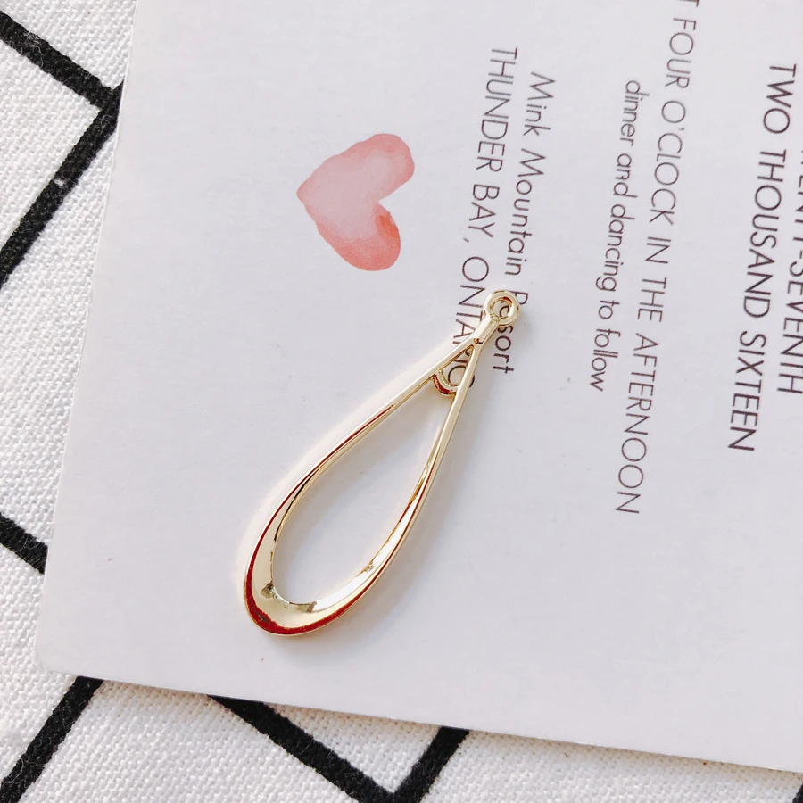 6pieces / lot AollyRoundWater drop shape k goldbead caps earings fashion connectors for jewelry makingleather corddiy earrings