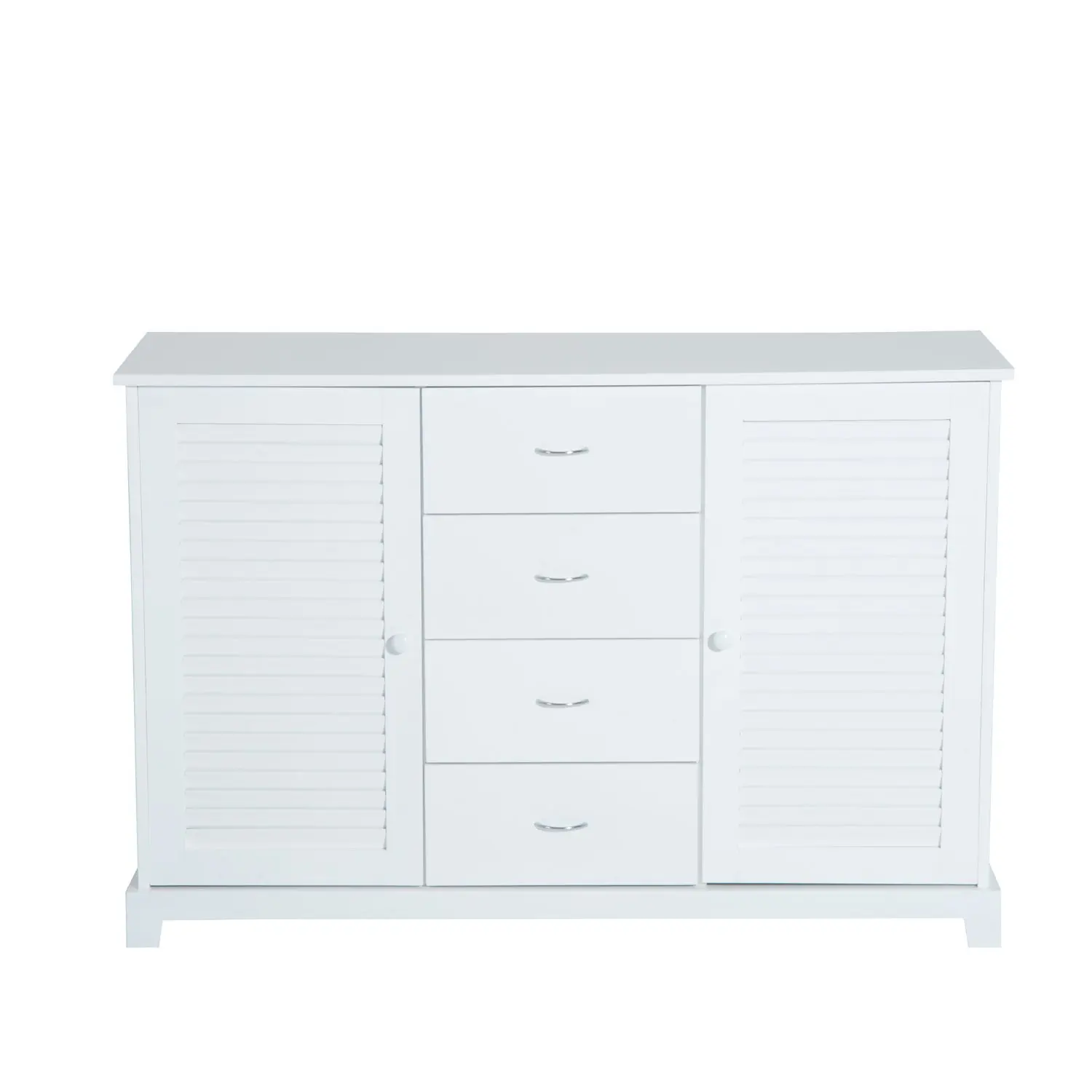 HOMCOM Armario de Almacenamiento para Bano o Entrada Mueble Organizador de Madera 2 Puertas y 4 Cajones Blanco 120x40x80cm