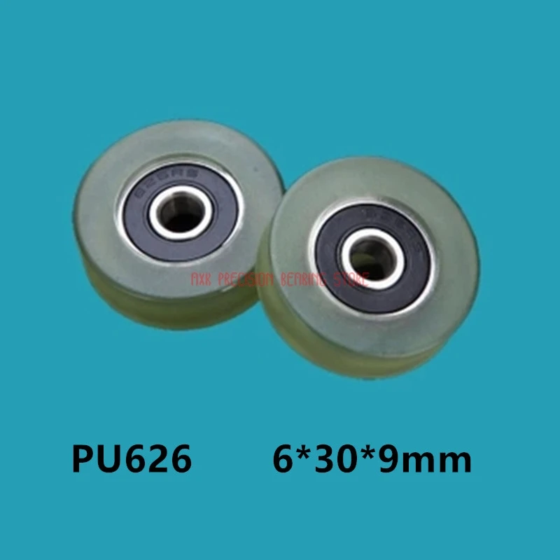 Hot Sale Promotion 10pcs 6*30*9 Rubber Coated Bearing Pulley Outer Diameter 30 Miniature 626 Plane Roller Wheel Pu