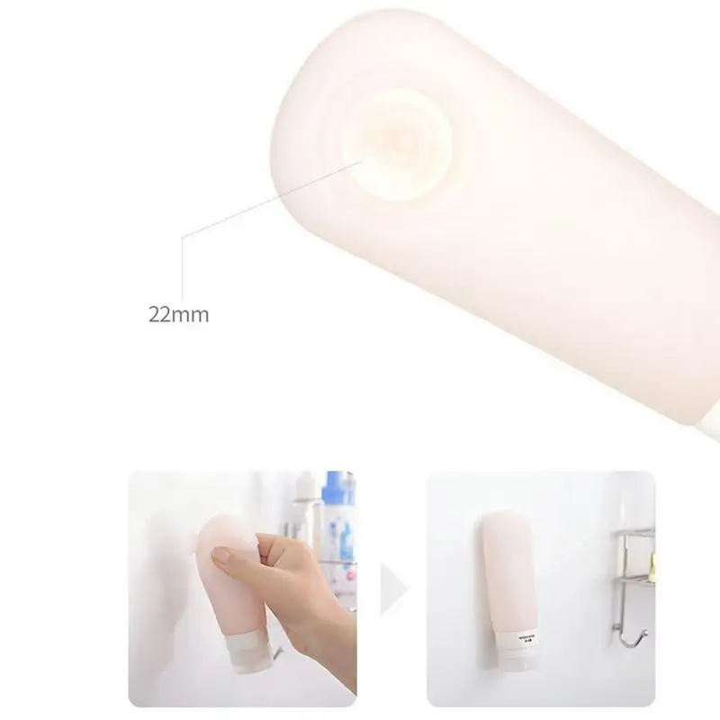 Refillable Bottles Portable Soft Silicone Travel Shampoo Cosmetics Gel Containers Bottles Squeezable With Suction Cup 60ml 89ml