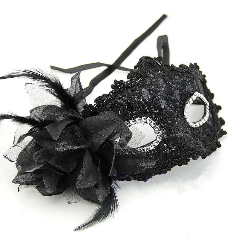 Party Eye Mask Feather Lace Flower Masquerade Ball Carnival Sexy Fancy Dress Multi Color Princess Mask for Halloween Party Mask