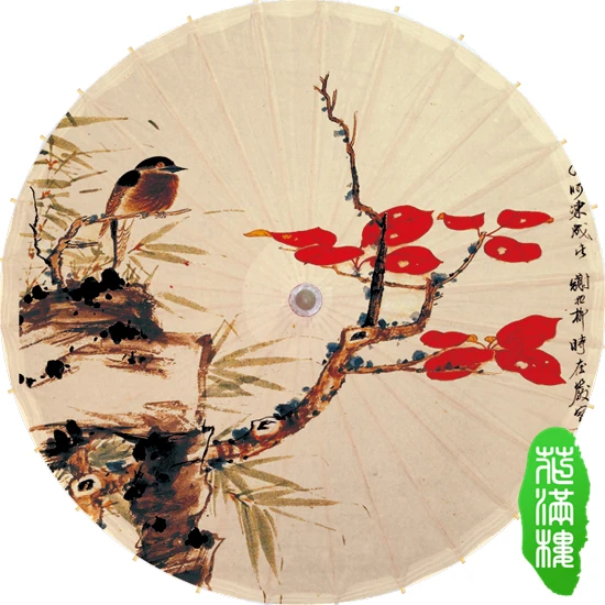 Late-Autumn Birds on Tree Picture Oilpaper Umbrella Chinese Handmade Waterproof Parasol Craft Dance Porps Gift Wedding Umbrella