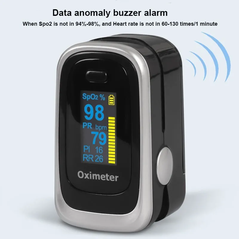 Finger Pulse Fingertip Oled Oximeter SPO2 PR PI RR Blood Oxygen With Respiratory Rate Oximetro De Pulsioximetro Dedo with case