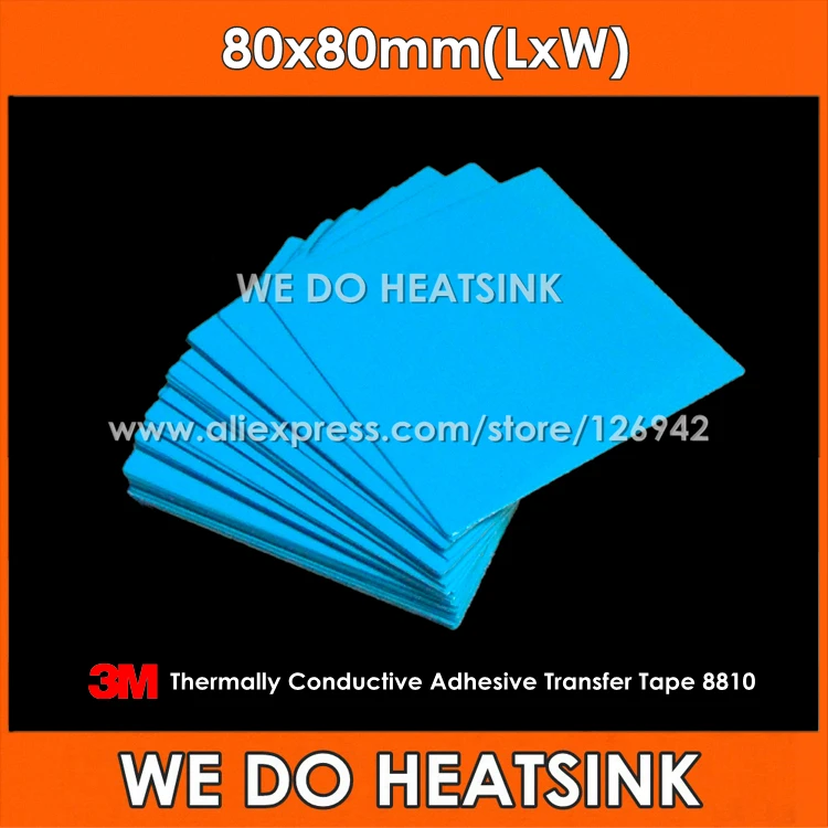 

10pcs 3M 8810 High Performance 80x80mm Thermally Conductive Acrylic Double Sided Adhesive Transfer Tapes Pads Blue