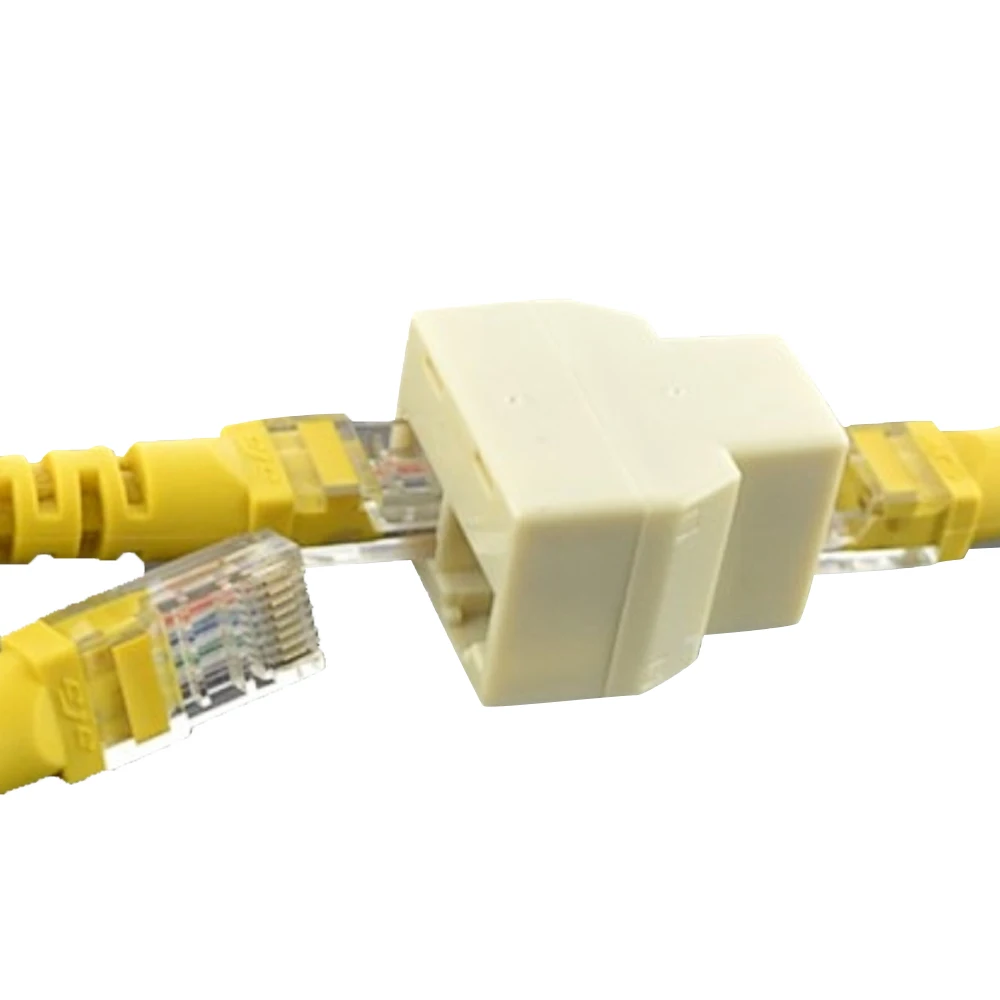 Elisona-Adaptador de Ethernet RJ45 RJ-45 hembra a 2 RJ45, conector hembra de red CAT5 CATE6 LAN, 5 unidades