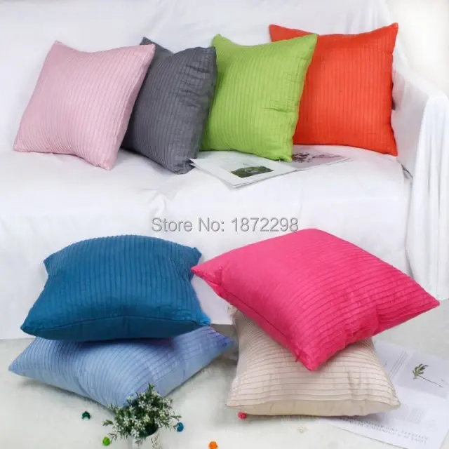 Free Shopping Custom 40/45/50/55/60/65cm 8 Colors Polyester Suede Embroidery Vertical Stripe Cushion Cover HT-PSUEC-B