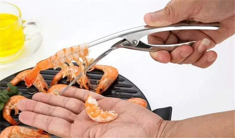 New 100PCS Stainless Steel Prawn Peeler Shrimp Deveiner Peel Device Creative Kitchen Seafood Tools