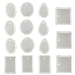 15 Pack Silicone Resin Pendant Mould Jewellery Molds With Hanging Hole For Diy Jewelry Craft Making 5 Shapes